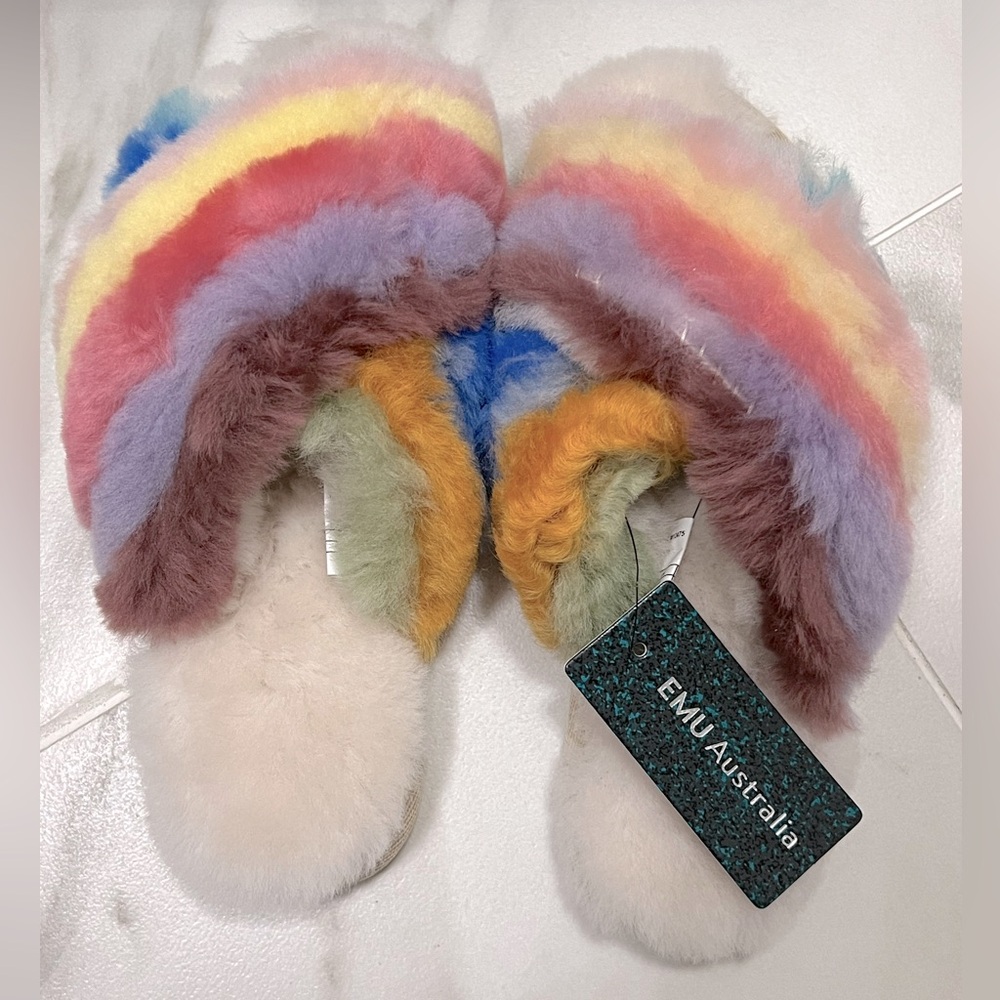 🌈NWT🌈 Emu Australia Mayberry Slipper Rainbow Multi Rainbow - Size 5